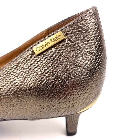 Calvin Klein Gabrianna Women’s Heels Metallic Bronze Leather Pumps Size 8.5 - Picture 11 of 13